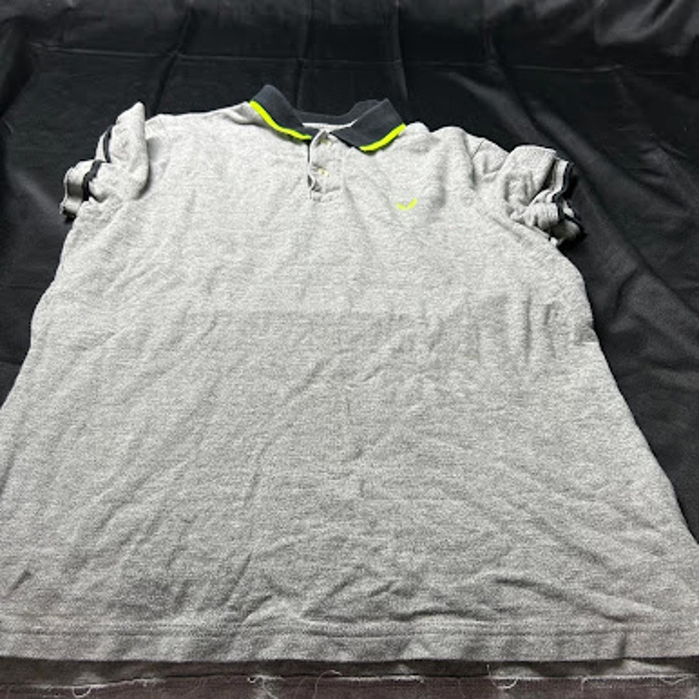 American Eagle Outfitters Mens Athletic Fit Polo Shirt Gray Neon Large